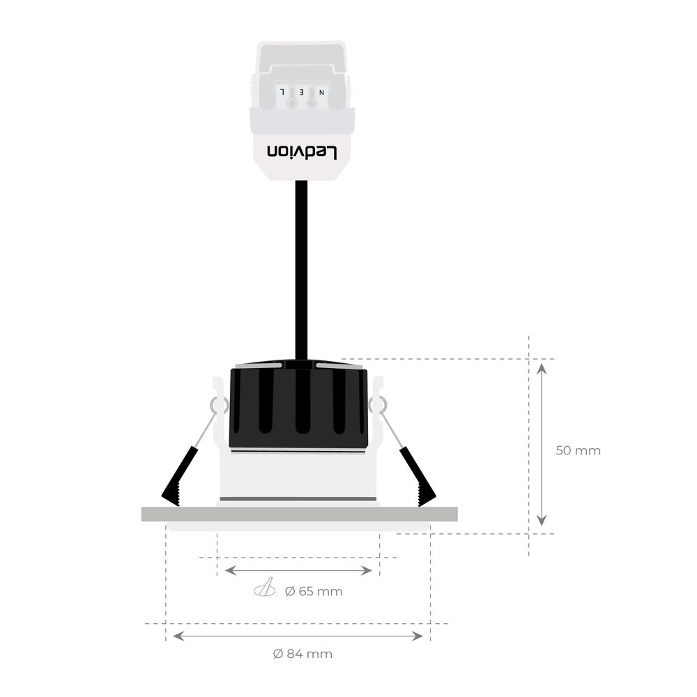 Ledvion Dimbare LED Inbouwspot Zwart - IP65 - 5W - 2700K - 5 Jaar Garantie - Geschikt voor de Badkamer