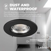 Ledvion Dimbare LED Inbouwspot Zwart - IP65 - 5W - 2700K - 5 Jaar Garantie - Geschikt voor de Badkamer