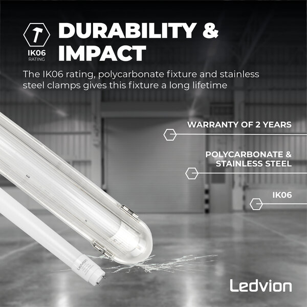 Ledvion LED TL Armatuur met Sensor 60CM - 6.3W - 4000K - IP65 - Inclusief LED TL
