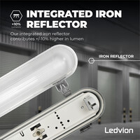 Ledvion LED TL Armatuur met Sensor 120cm - IP65 - RVS Clips