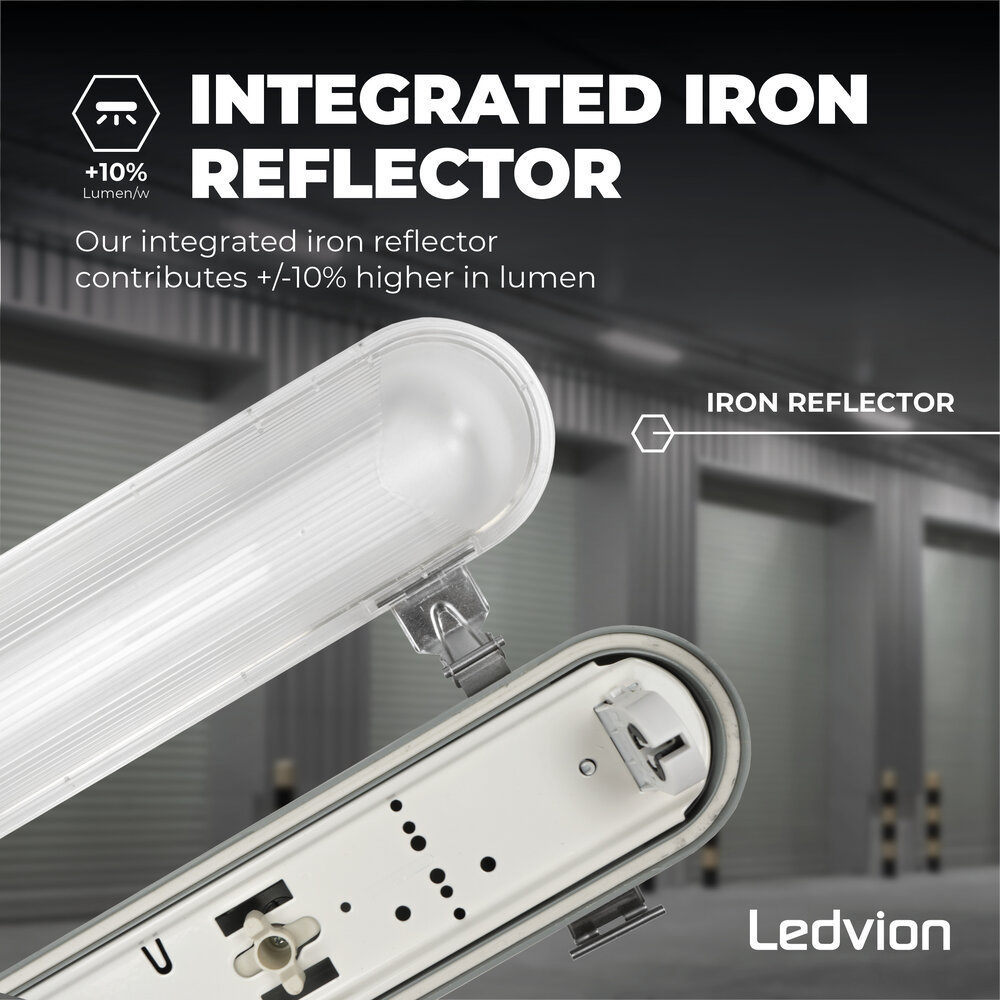 Ledvion LED TL Armatuur met Sensor 150cm - IP65 - RVS Clips