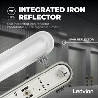 Ledvion LED TL Armatuur met Sensor 150cm - IP65 - Koppelbaar - RVS Clips