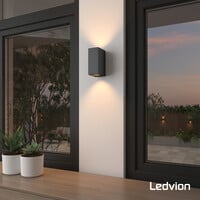 Ledvion Wandlamp Buiten - Dimbaar - IP54 - GU10 Fitting - Up & Down - Zwart - Geschikt voor Binnen & Buiten