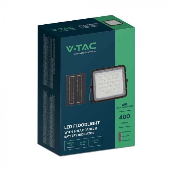 V-TAC Solar LED Schijnwerper - 400 lumen - 4000K - IP65 - 5000mah