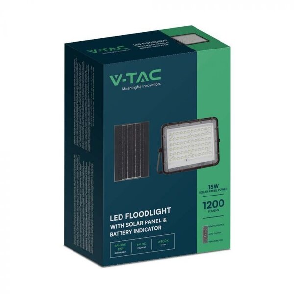 V-TAC Solar LED Schijnwerper - 1200 lumen - 4000K - IP65 - 12000mah