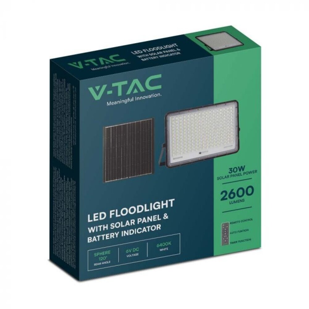 V-TAC Solar LED Schijnwerper - 2600 lumen - 4000K - IP65 - 20000mAh