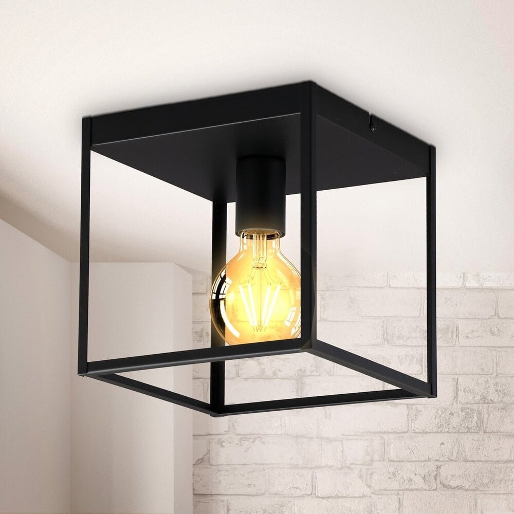 Lightexpert LED Plafondlamp - Leduxa - Zwart - Vierkant - E27 Filament - 4W