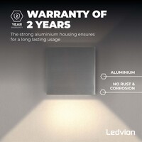 Ledvion Dimbare LED Wandlamp Buiten RVS - Tweezijdig - 2700K -  3.5W - IP54