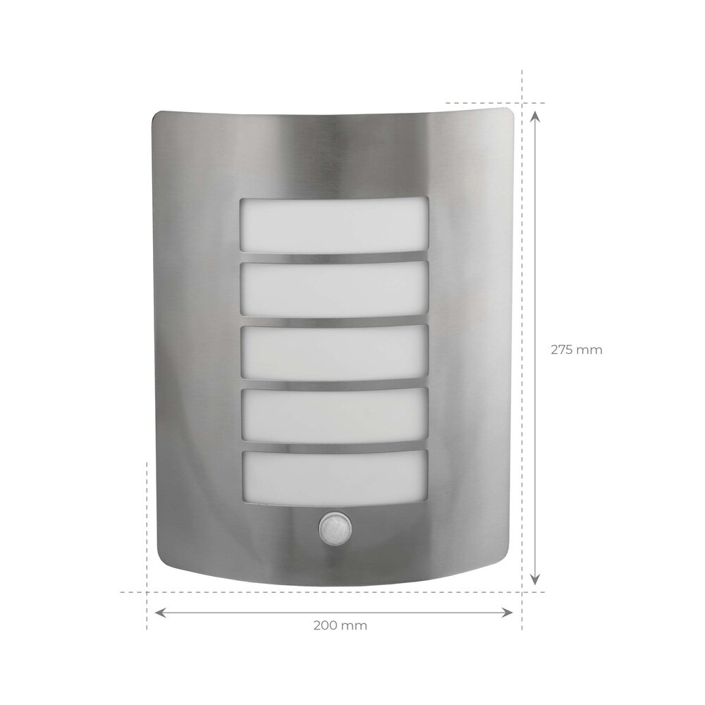 Ledvion LED Wandlamp met Sensor - IP44 - E27 Fitting - RVS - Geschikt voor Binnen & Buiten