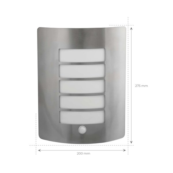 Ledvion LED Wandlamp met Sensor - IP44 - E27 Fitting - RVS - Geschikt voor Binnen & Buiten