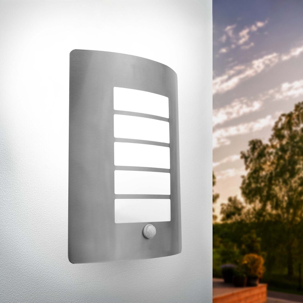 Ledvion LED Wandlamp met Sensor - IP44 - E27 Fitting - RVS - Geschikt voor Binnen & Buiten