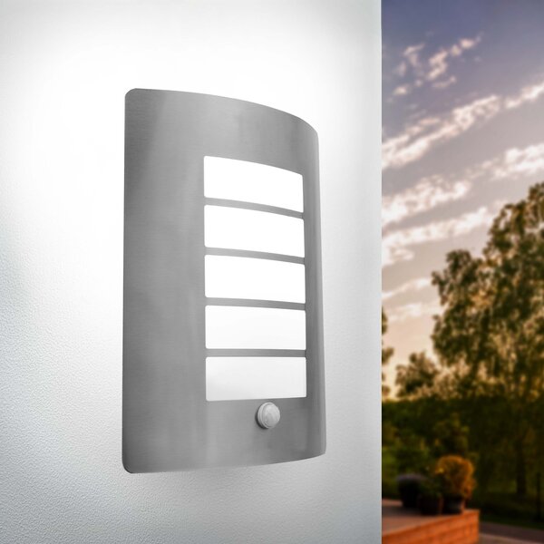Ledvion LED Wandlamp met Sensor - IP44 - E27 Fitting - RVS - Geschikt voor Binnen & Buiten