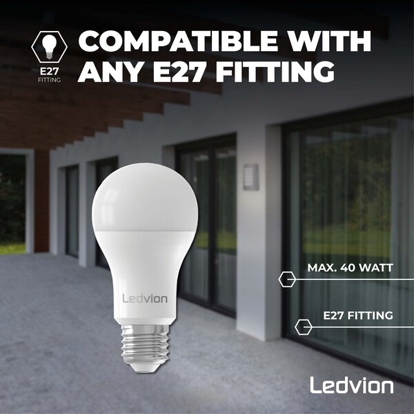 Ledvion LED Wandlamp met Sensor - IP44 - E27 Fitting - RVS - Geschikt voor Binnen & Buiten