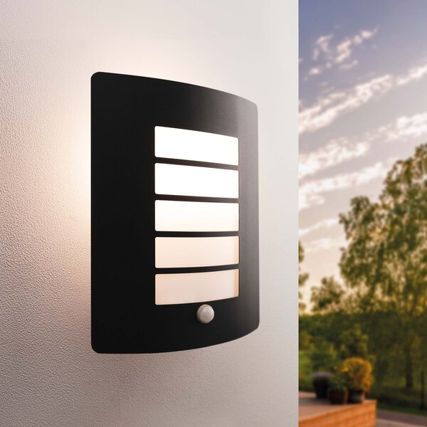 Ledvion LED Wandlamp met Sensor - IP44 - E27 Fitting - Zwart - Geschikt voor Binnen & Buiten
