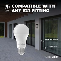 Ledvion LED Wandlamp met Sensor - IP44 - E27 Fitting - Zwart - Geschikt voor Binnen & Buiten