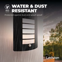 Ledvion LED Wandlamp met Sensor - IP44 - E27 Fitting - Zwart - Geschikt voor Binnen & Buiten