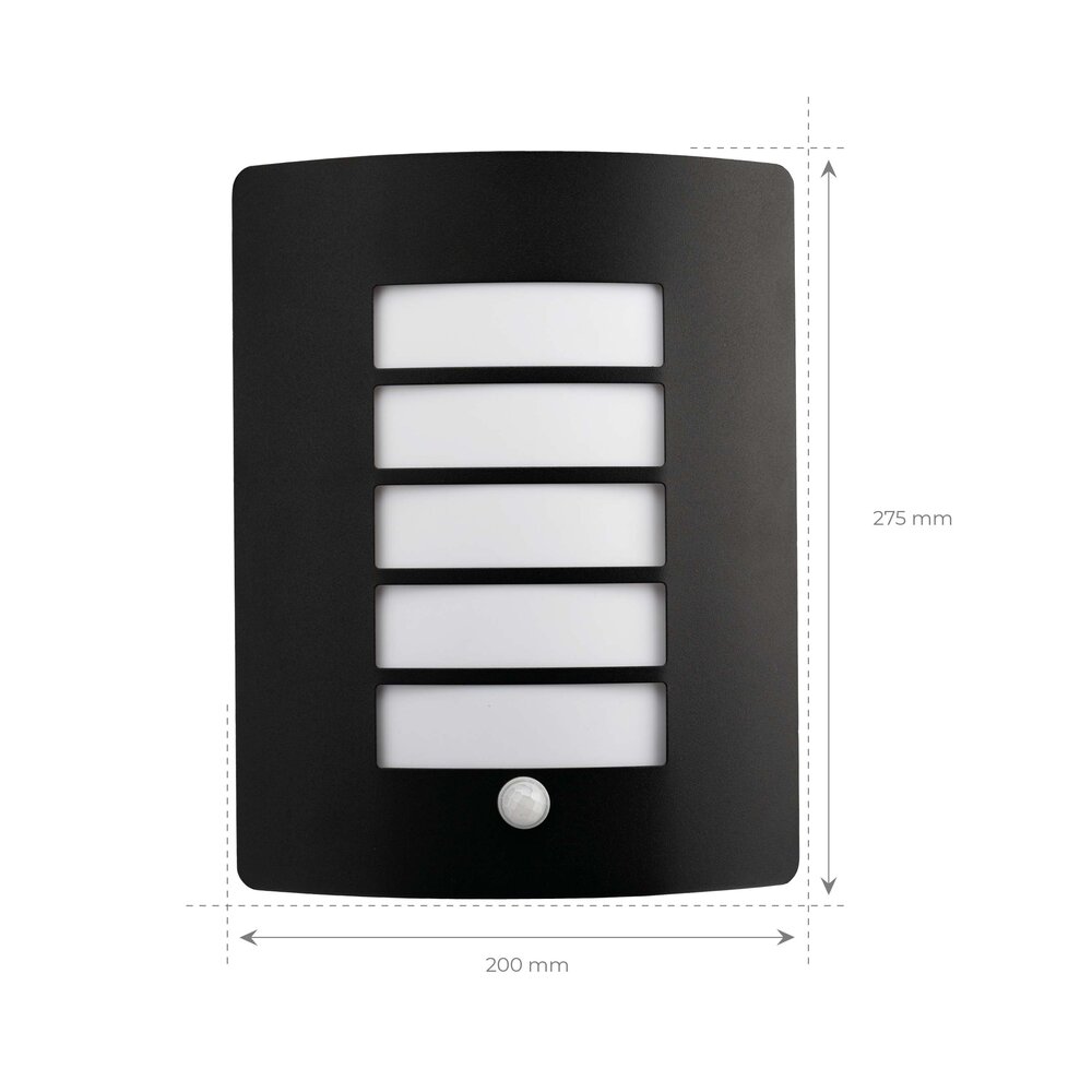 Ledvion LED Wandlamp met Sensor - IP44 - E27 Fitting - Zwart - Geschikt voor Binnen & Buiten