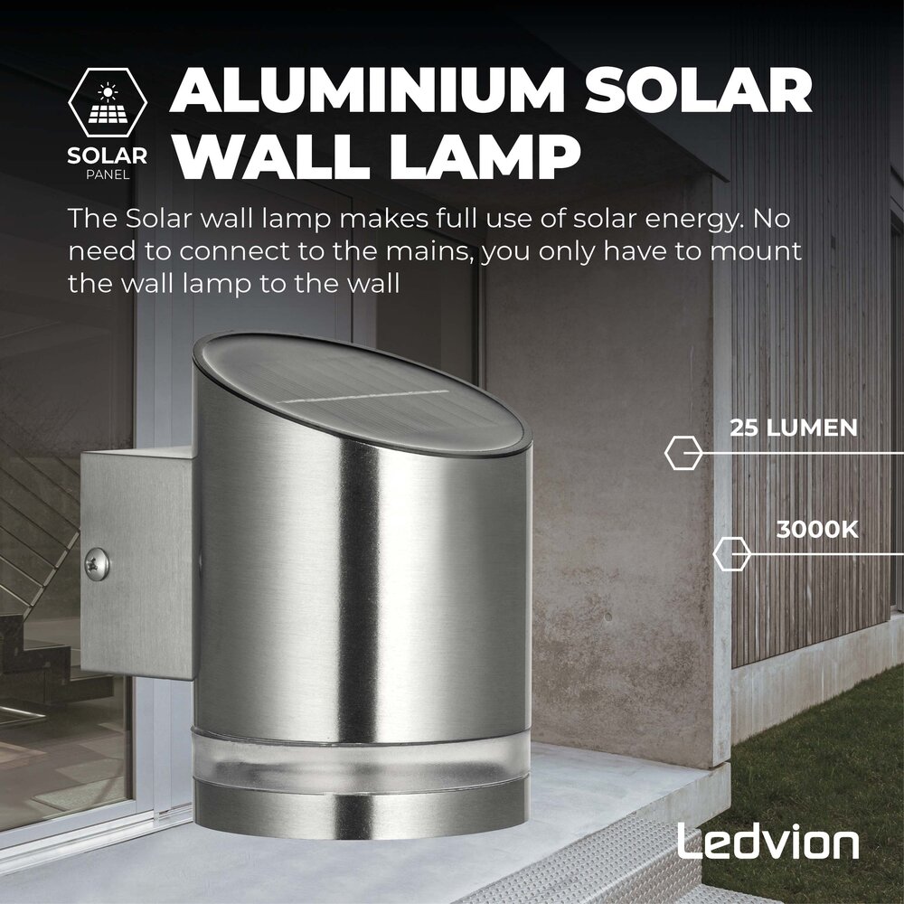 Ledvion Solar Wandlamp Elara - 3000K - IP44 - RVS