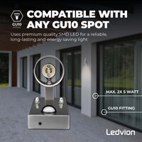 Ledvion LED Wandlamp met Sensor - IP44 - GU10 Fitting - Up & Down - RVS - Geschikt voor Binnen & Buiten