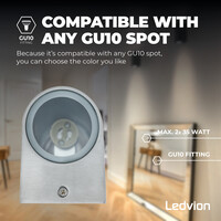 Ledvion Wandlamp buiten RVS - Santa Barbara - GU10 Fitting