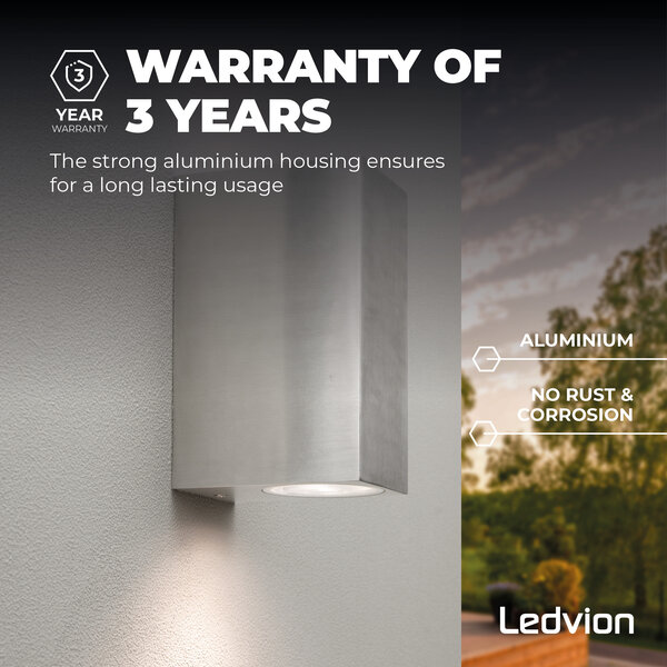 Ledvion Wandlamp Buiten RVS - Cube - Tweezijdig