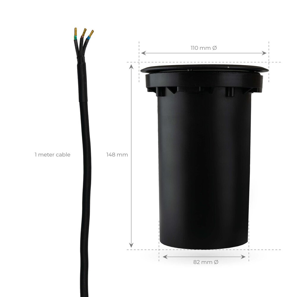 Ledvion 6x LED Grondspot - IP67 - 3W - 2700K - 1 Meter Kabel - Zwart