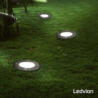 Ledvion 9x LED Grondspot - IP67 - 3W - 4000K - 1 Meter Kabel - Zwart