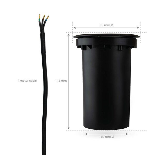 Ledvion 9x LED Grondspot - IP67 - 3W - 6500K - 1 Meter Kabel - Zwart