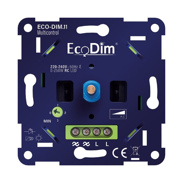 EcoDim LED Dimmer 0-250 Watt – Universeel - Fase Afsnijding - Multicontrol