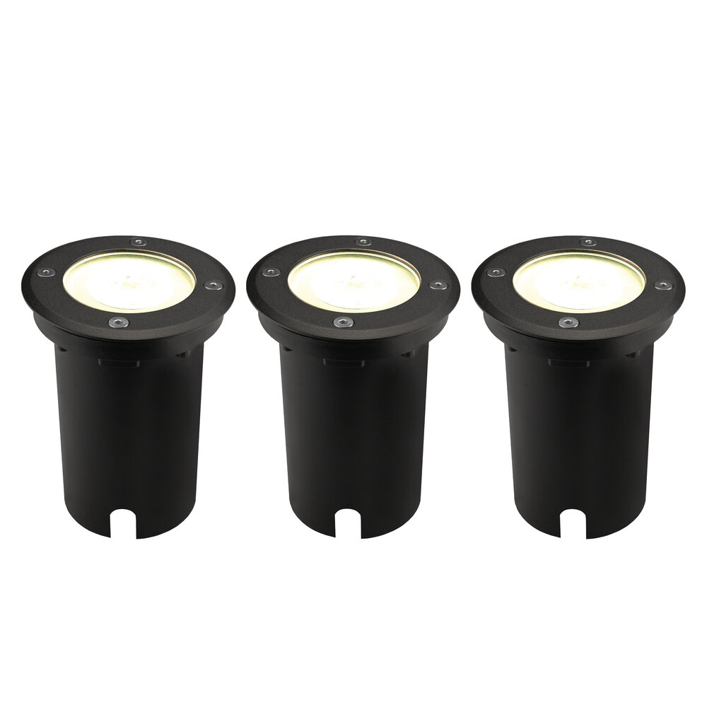 Ledvion 3x LED Grondspot - IP67 - 3W - 4000K - 1 Meter Kabel - Zwart