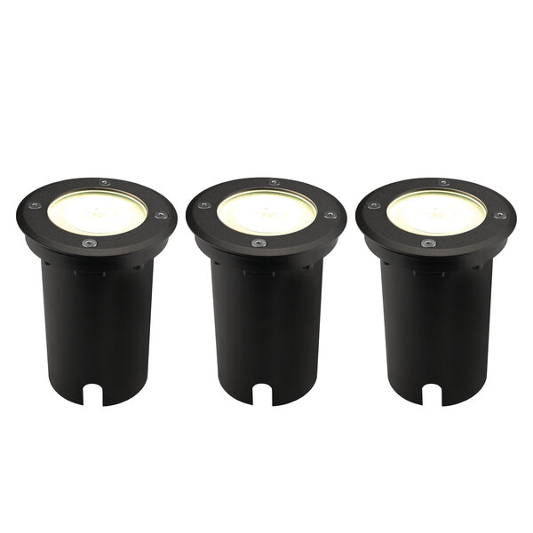Ledvion 3x LED Grondspot - IP67 - 3W - 4000K - 1 Meter Kabel - Zwart