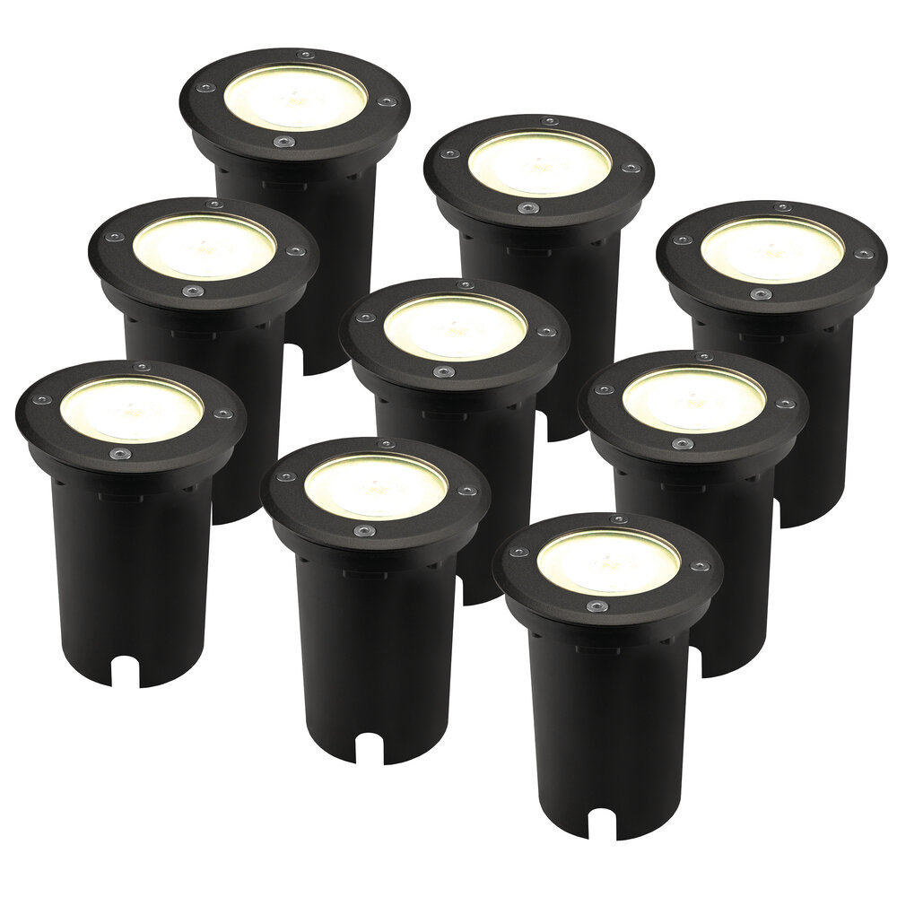 Ledvion 9x LED Grondspot - IP67 - 3W - 4000K - 1 Meter Kabel - Zwart