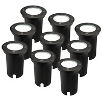 Ledvion 9x LED Grondspot - IP67 - 3W - 6500K - 1 Meter Kabel - Zwart