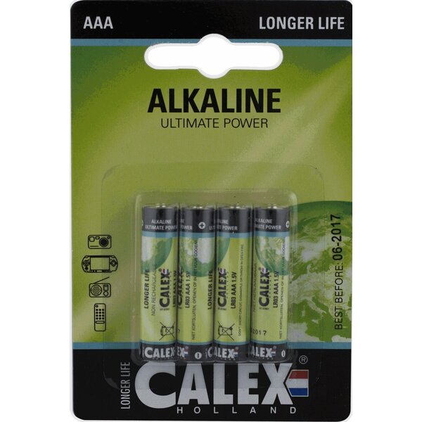 Calex 4x Calex Alkaline AAA Batterij - LR03 1,5V