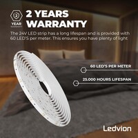 Ledvion Dimbare LED Strip – 3 Meter - 3000K-6500K – 24V - 9W - Plug & Play