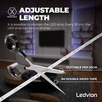 Ledvion Dimbare LED Strip – 3 Meter - RGB + 3000K – 24V - 9W - Plug & Play