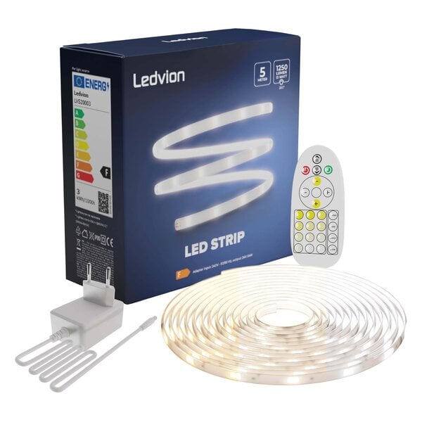 Ledvion Dimbare LED Strip – 5 Meter - 3000K-6500K – 24V - 13W - Plug & Play