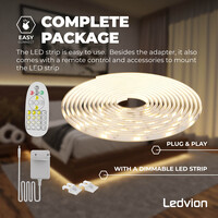 Ledvion Dimbare LED Strip – 3 Meter - 3000K-6500K – 24V - 9W - Plug & Play