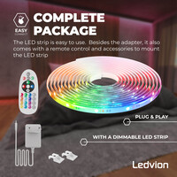 Ledvion Dimbare LED Strip – 3 Meter - RGB + 3000K – 24V - 9W - Plug & Play