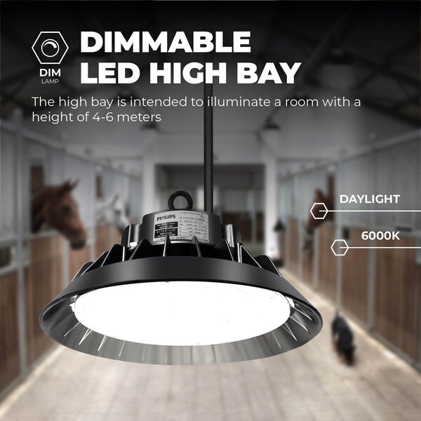 Lightexpert LED High Bay 240W - Philips Driver - 120° - 150Lm/W - 6000K - IP65 - Dimbaar - 5 Jaar Garantie
