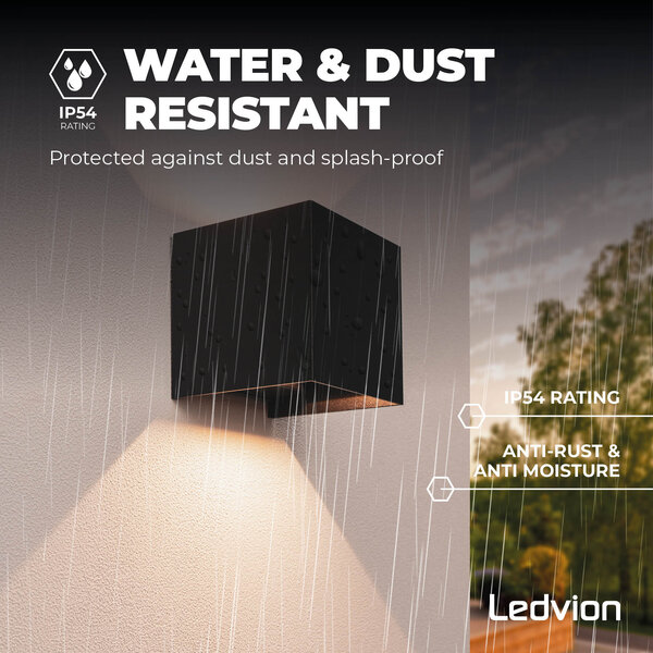Ledvion Dimbare LED Wandlamp Buiten Zwart - Tweezijdig - G9 fitting - 2700K - 3.5W - IP54