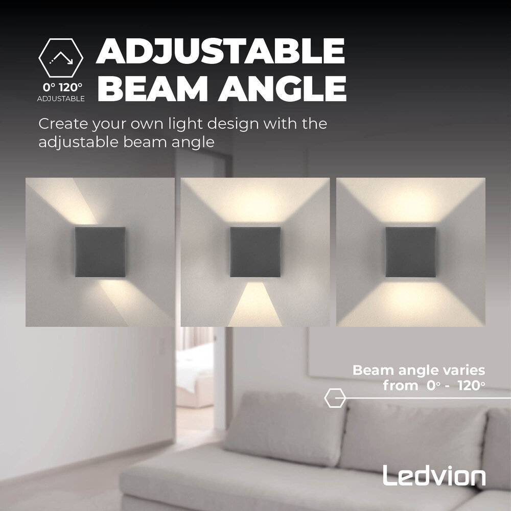 Ledvion LED Wandlamp Buiten Antraciet - Dimbaar - G9 fitting - 2700K - 3.5W - IP54