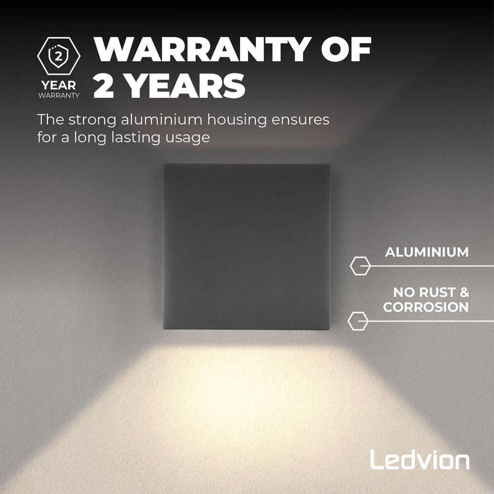 Ledvion LED Wandlamp Buiten Grijs - Tweezijdig - G9 fitting - 2700K - 4,2W - IP54