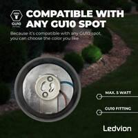 Ledvion IP65 - LED Prikspot - Aluminium  - 1 Meter Kabel - GU10 Fitting - Antraciet