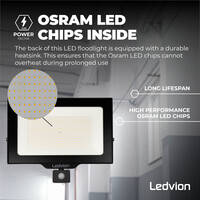 Ledvion LED Breedstraler met Sensor 200W - Osram LED Chips - 24.000 Lumen - 6500K