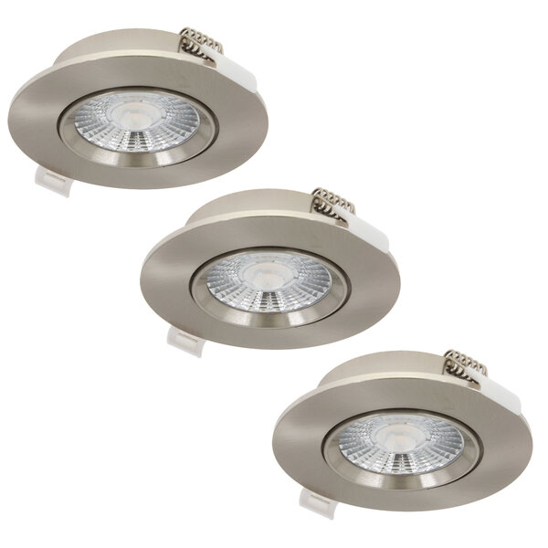 Lightexpert LED Inbouwspots  Zilver - 6W – IP44 – 3000K - Dimbaar - 3 Pack