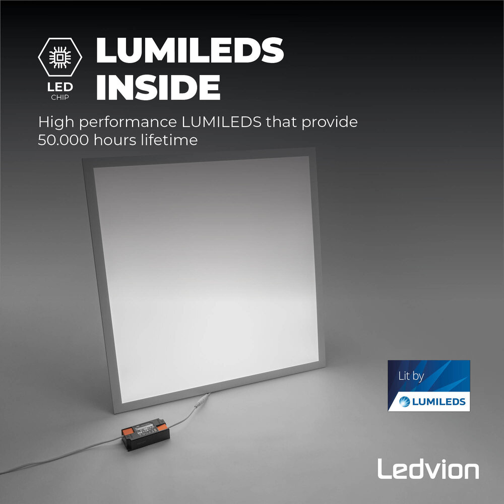 Ledvion 6x Lumileds LED Paneel 60x60 - 36W - 4000K - 125Lm/W - 5 Jaar Garantie