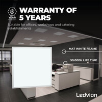 Ledvion 6x Lumileds LED Paneel 60x60 - 36W - 6500K - 125 lm/W - 5 Jaar Garantie