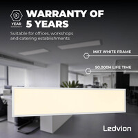 Ledvion 6x Lumileds LED Paneel 30x120 - 36W - 117 Lm/W - 3000K - 5 Jaar Garantie