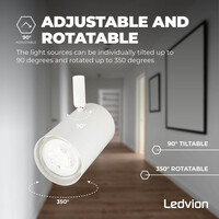 Ledvion LED Plafondspot Wit Trio - Kantelbaar - Dimbaar - GU10 fitting – Opbouw
